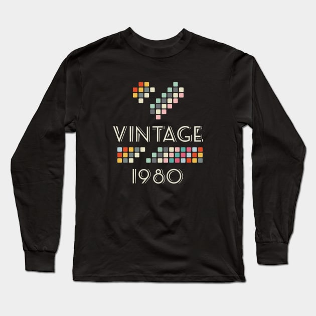 Vintage 1980  42 Years Old Birthday Long Sleeve T-Shirt by hoopoe